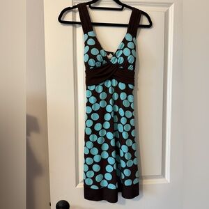 Speechless Brown and Blue Polka Dot Dress